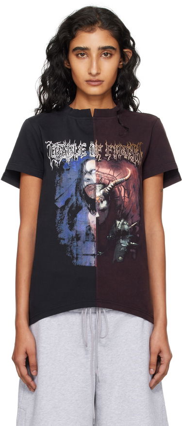 Тениска VETEMENTS VETEMENTS Cradle of Filth Cut-Up Fitted T-Shirt Черно | WCF76TR930BR, 0