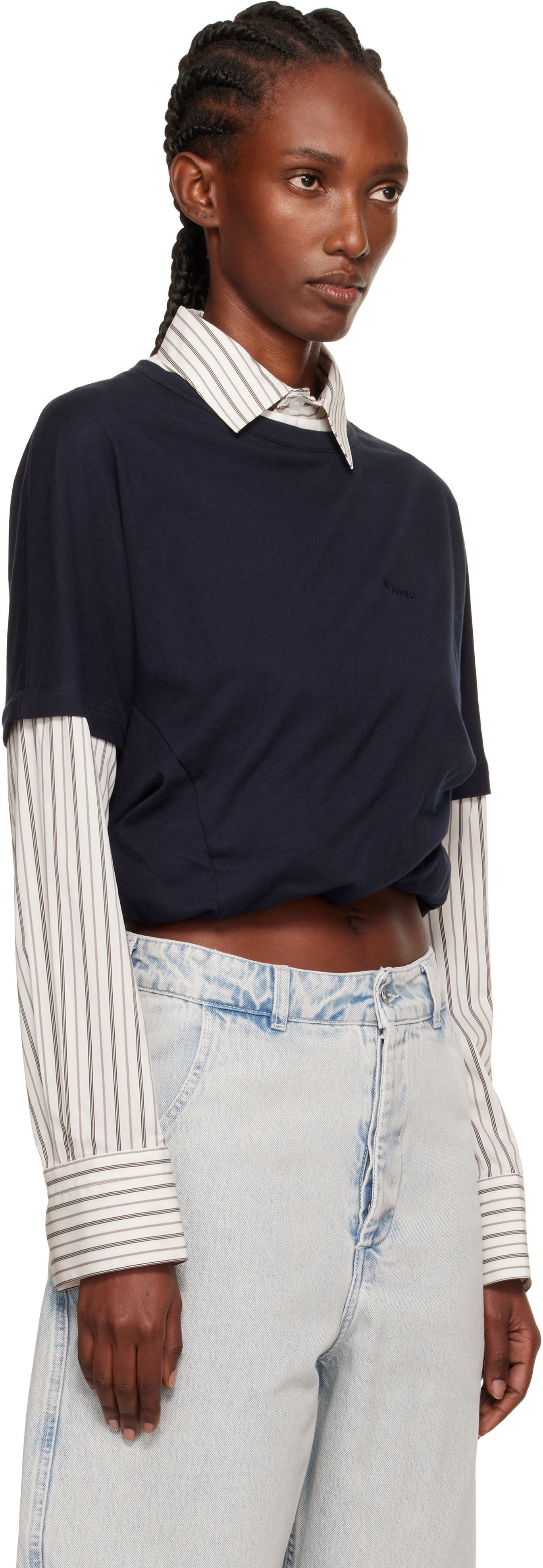 Тениска We11done We11done Layered Twist T-Shirt Тъмно синьо | WD-BL2-25-103-W-NV, 1