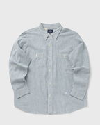 BLUE TAB Striped Long Sleeve Button-Up Work Shirt with Chest Pockets