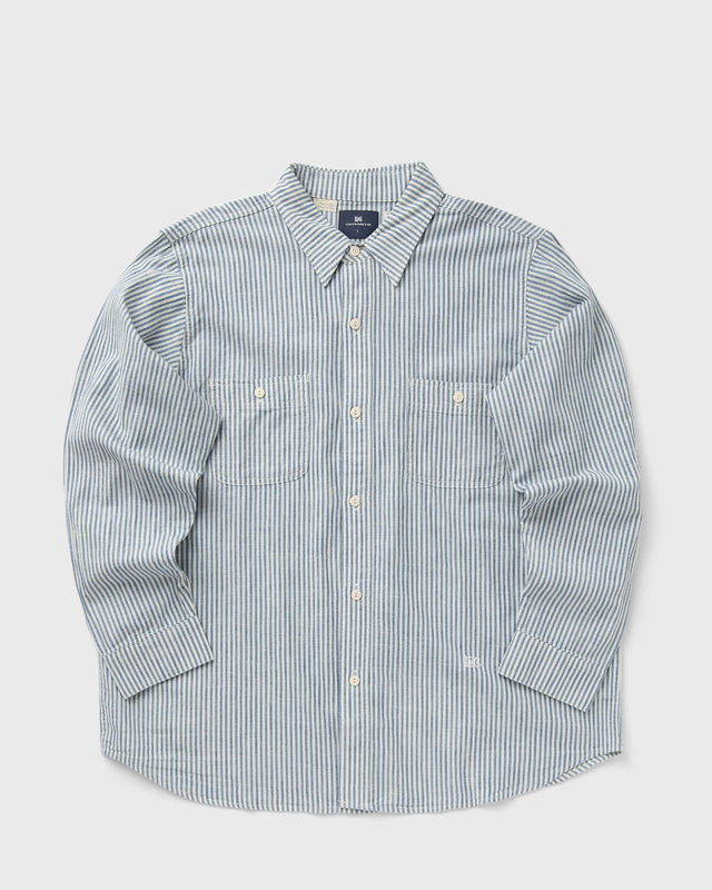 BLUE TAB Striped Long Sleeve Button-Up Work Shirt with Chest Pockets