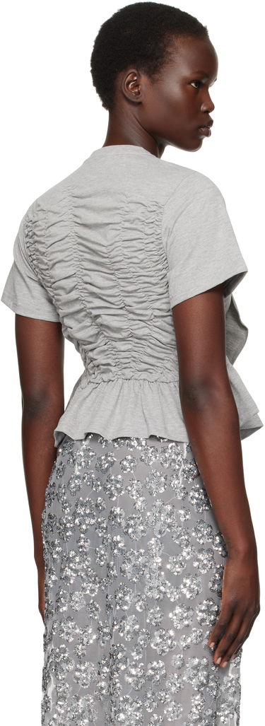 Тениска Cecilie Bahnsen Cecilie Bahnsen Ace Ruched Peplum T-Shirt Сиво | 4.24RTW11001 ACE TOP, 2