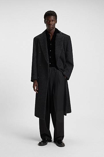 Палта BOSS Double-breasted relaxed-fit coat with wool and alpaca Черно | 50549270, 1