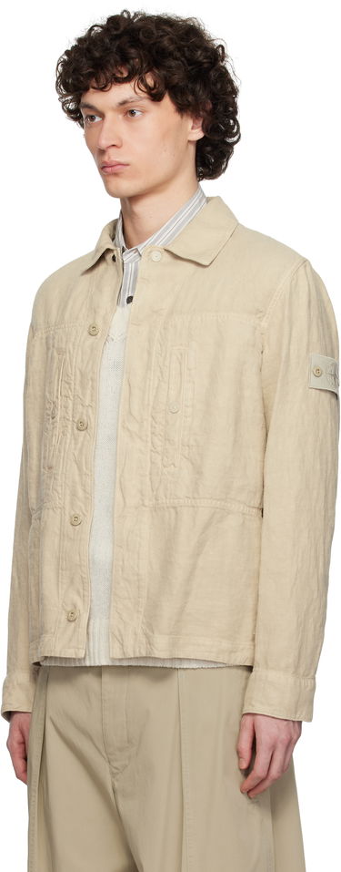 Палта Stone Island Stone Island Diagonal Linen Overshirt Бежово | K1S15 1200010 S00F8, 3