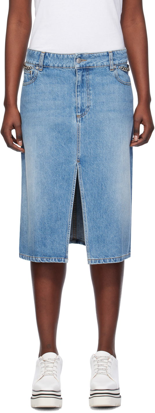 Пола Stella McCartney Stella McCartney Iconic Falabella Denim Midi Skirt Синьо | 6D02403SPH56, 0