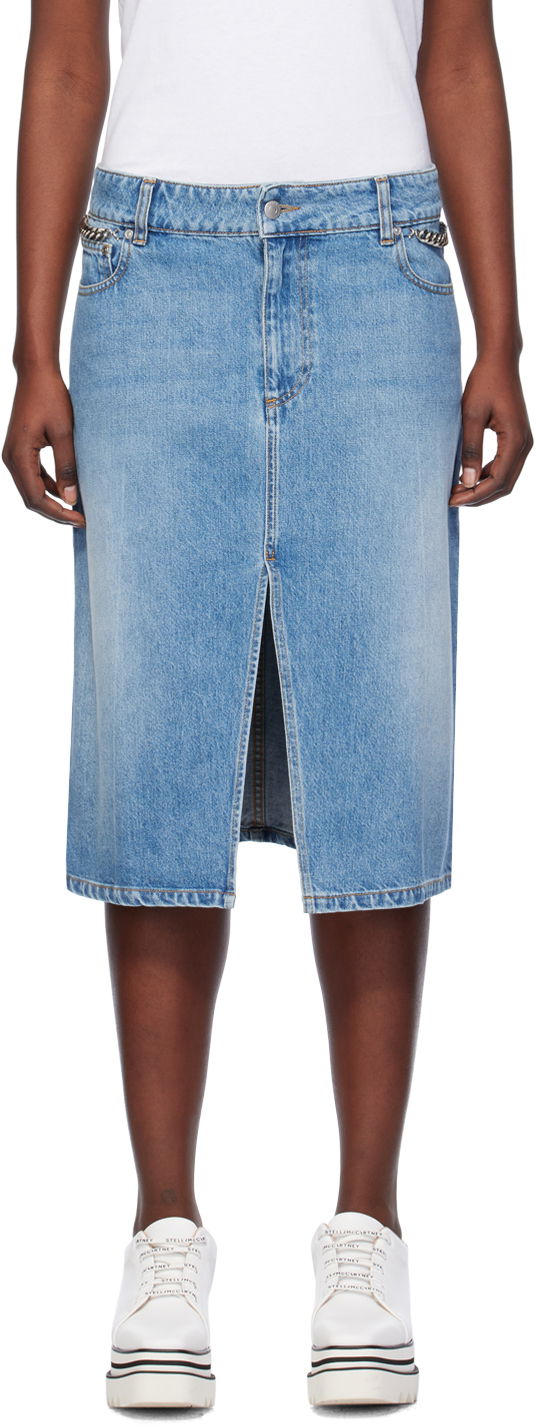 Пола Stella McCartney Stella McCartney Iconic Falabella Denim Midi Skirt Синьо | 6D02403SPH56