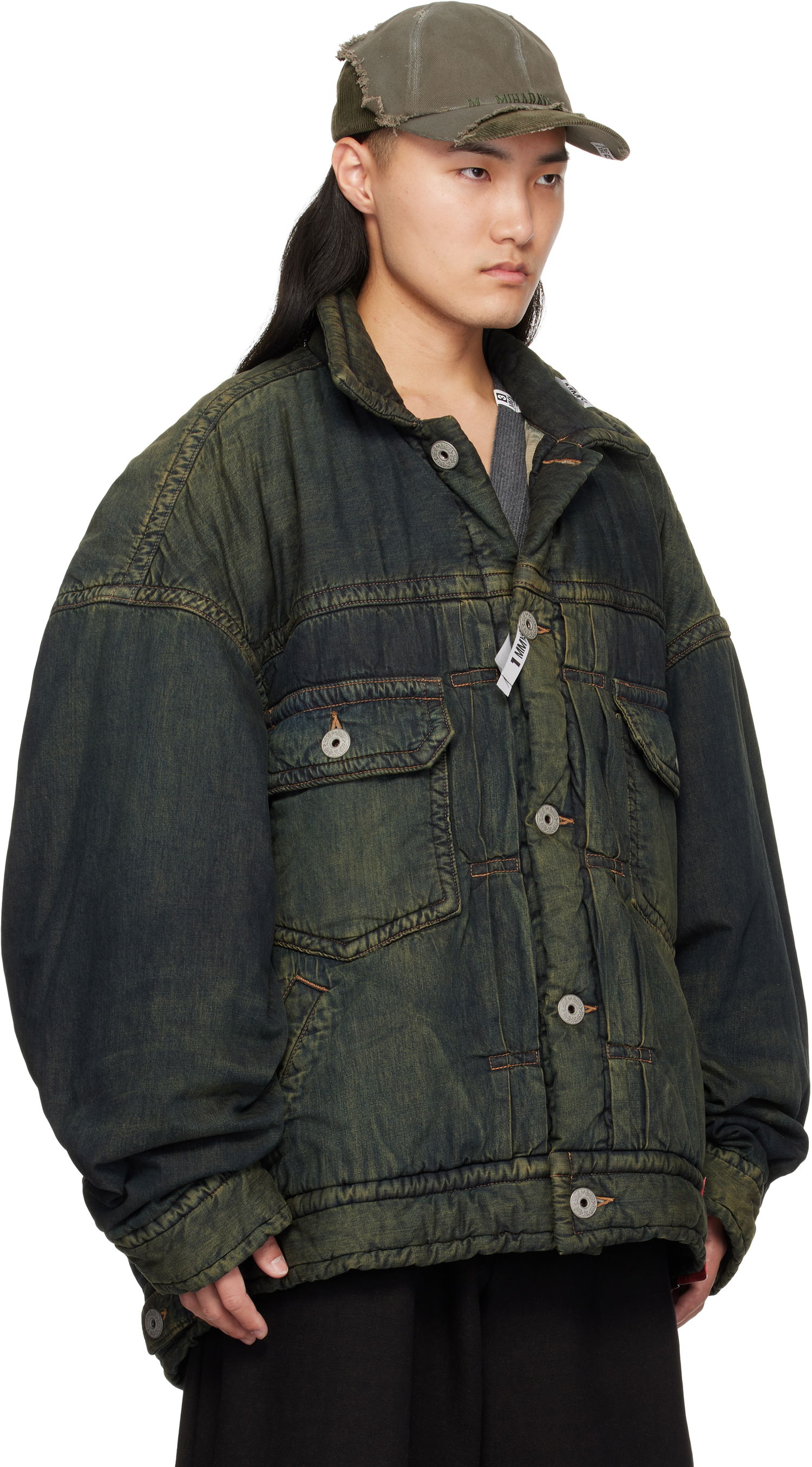 Пухо яке Maison MIHARA YASUHIRO Maison MIHARA YASUHIRO Huge Puffer Denim Jacket Зелено | A13BL023, 1