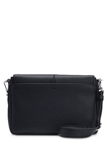 Дамска чанта BOSS Grained Faux-Leather Saddle Bag with Double B Monogram Черно | 50535960, 1