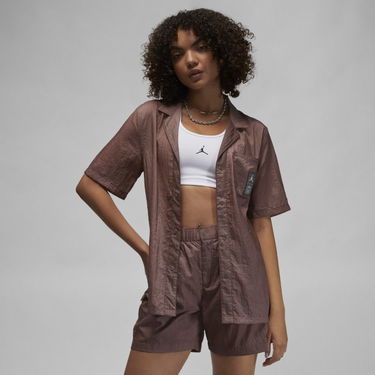 Риза Nike Paris Saint-Germain Women's Woven Short-Sleeve Shirt Кафяво | DN3467-291, 0