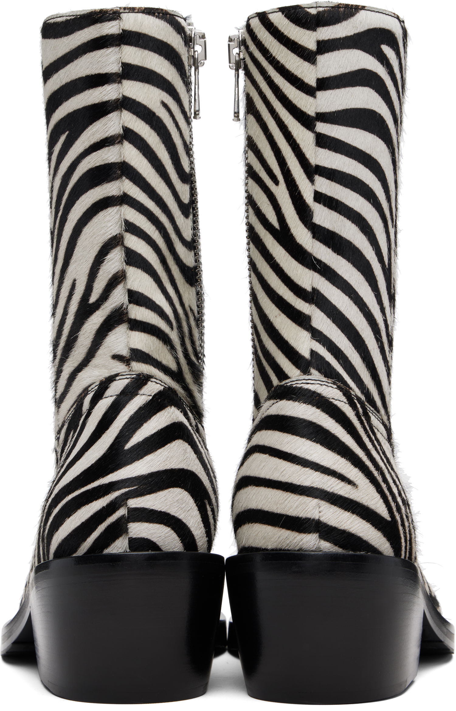 Кецове и обувки Dries Van Noten Dries Van Noten Zip Zebra Print Haircalf Boots Многоцветен | 252-021707-302, 1