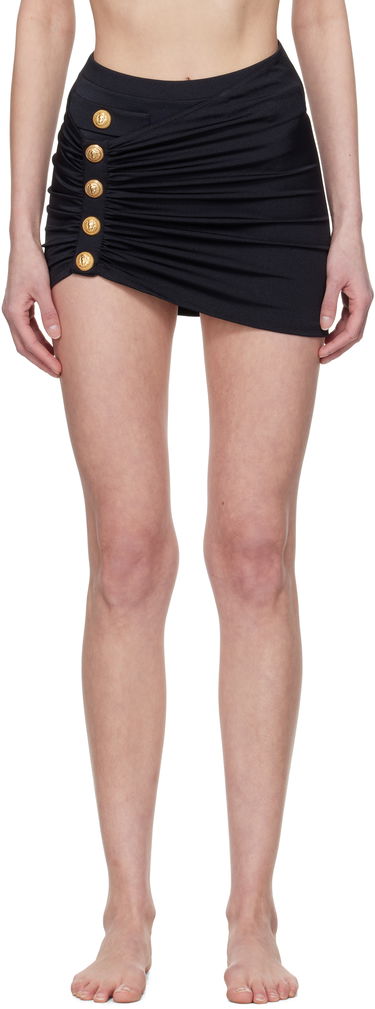 Пола Balmain Balmain Draped Button Sarong Cover-up Skirt Черно | BKG412250, 0