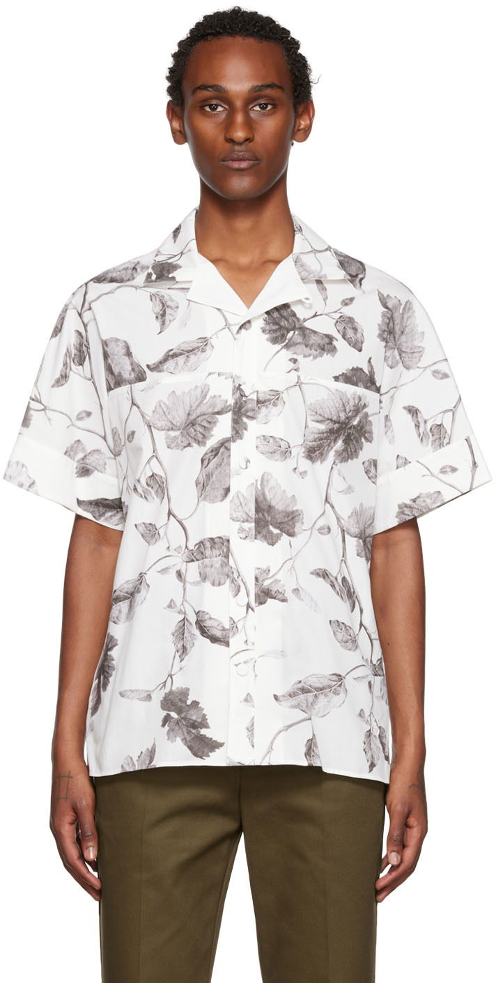 Риза Erdem Erdem Philip Leaf-Print Shirt Бяло | MF22_503MLLWP PHILIP