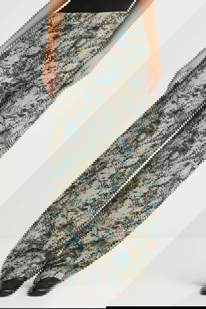 Панталони GANNI Tapestry Jacquard Wide Leg High Waist Pants Многоцветен | W0777, 0