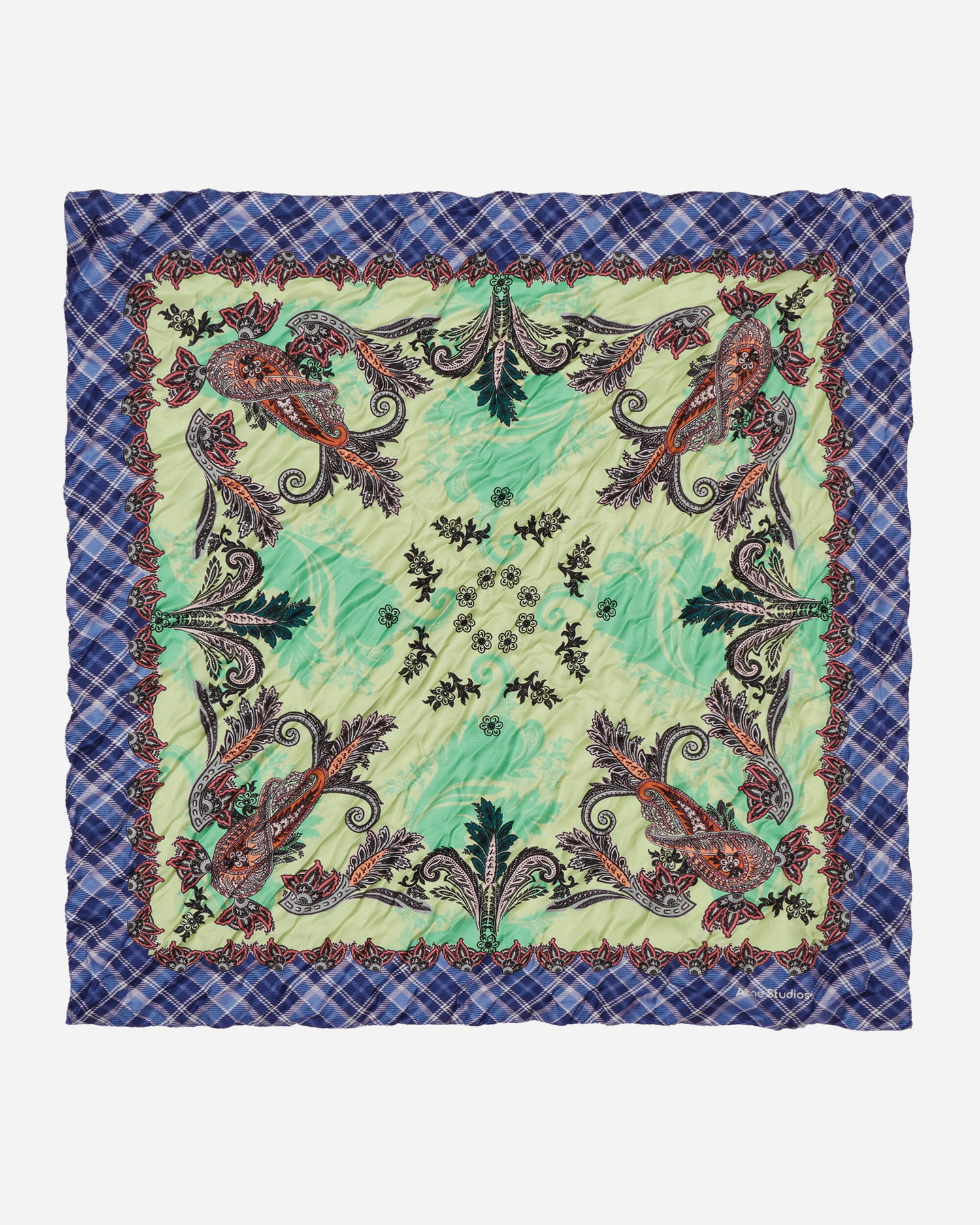 Шал Acne Studios Printed Silk Bandana Зелено | CA0274- ALG, 0