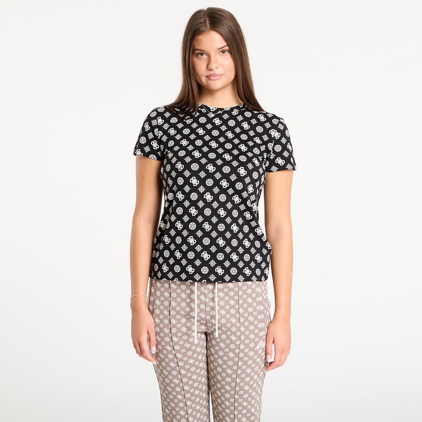 Тениска GUESS GUESS Gloria Peony Short Sleeve T-Shirt Черно | V5YI04I3Z14-PJ1Q
