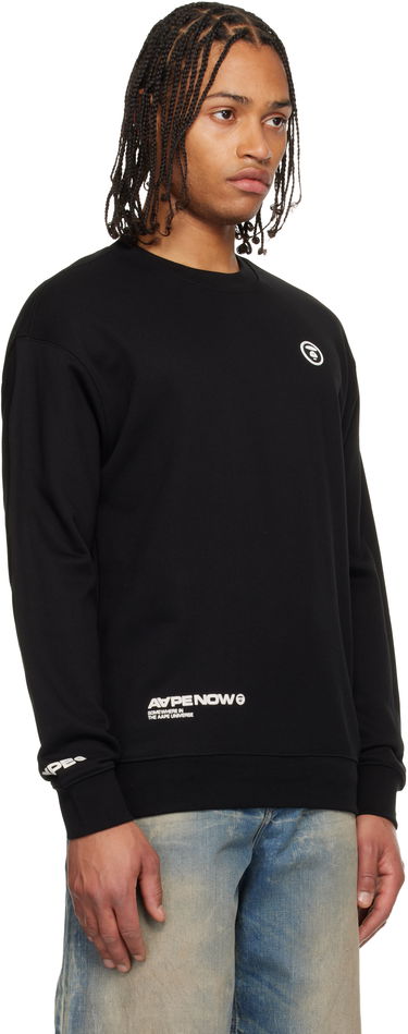 Суитчър AAPE by A Bathing Ape AAPENOW Moonface Logo Crewneck Sweatshirt Черно | AAPSWMC348XXPBKX, 1