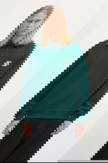 Суитчър Carhartt WIP Long Sleeve Polo Sweatshirt with Logo Patch Зелено | I035532.05AXX, 0