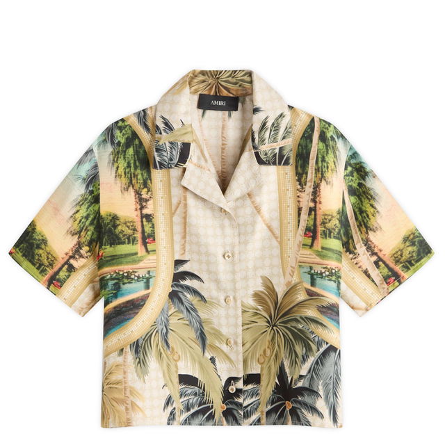 AMIRI Women's Paradise Print Cropped Shirt, Size Large