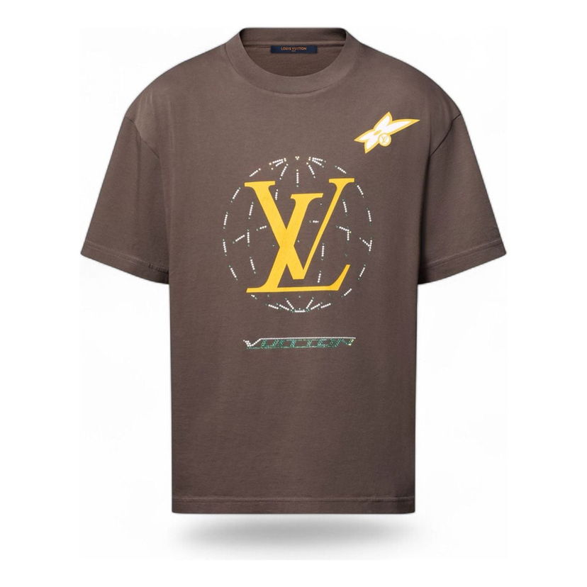 Тениска Louis Vuitton Washed Embellished Cotton T-Shirt by Louis Vuitton Кафяво | 1AHCL3