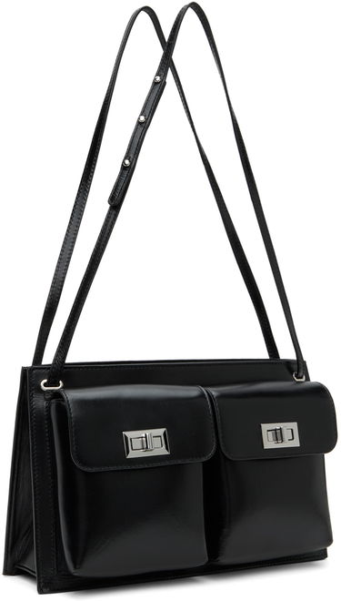 Чанта през рамо BY FAR Leather Double Pocket Tote Bag Черно | SWBSB024LL002BK001PL, 1