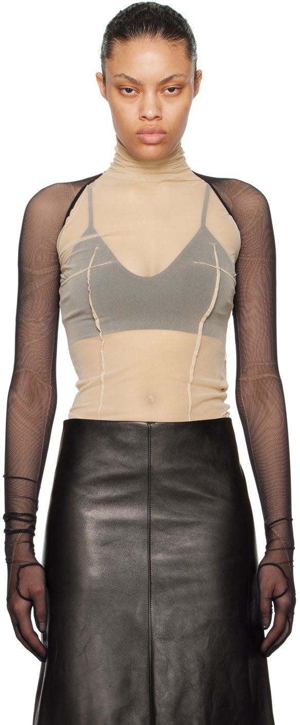 Пуловер Ann Demeulemeester Ann Demeulemeester Sheer Sleeves Top Бежово | 2302-W-JACC25-FA357-099