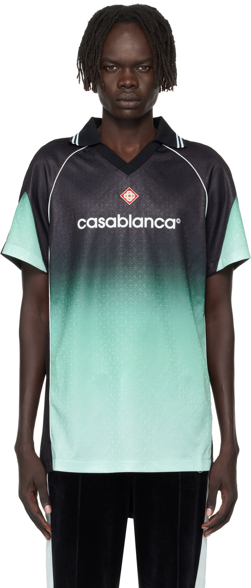 Фланелка Casablanca Casablanca Monogram Football Jersey Черно | U-MPF25-JTP-375-01