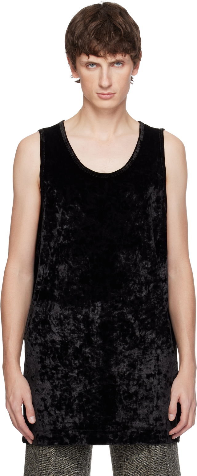 Dries Van Noten Crushed Velour Scoop Neck Tank Top