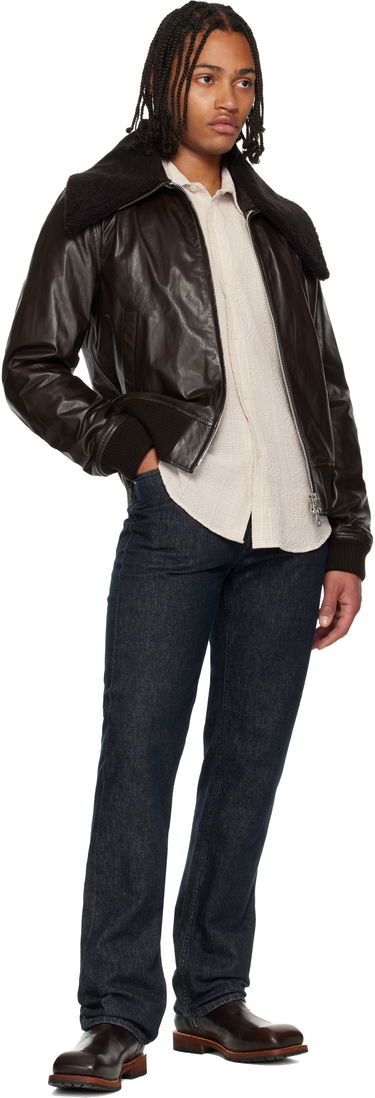 Яке бомбър OUR LEGACY Pharos Shearling Collar Leather Bomber Jacket Кафяво | M4259PU, 3