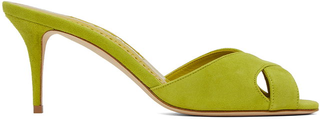 Manolo Blahnik Mumbimu Suede Heeled Mules