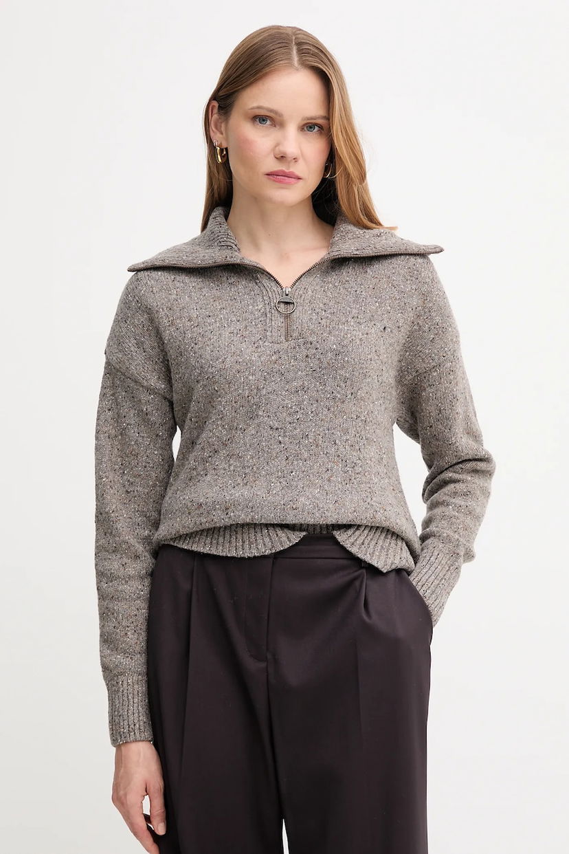 Пуловер Barbour Barbour Half Zip Knit Sweater Сиво | LKN1579