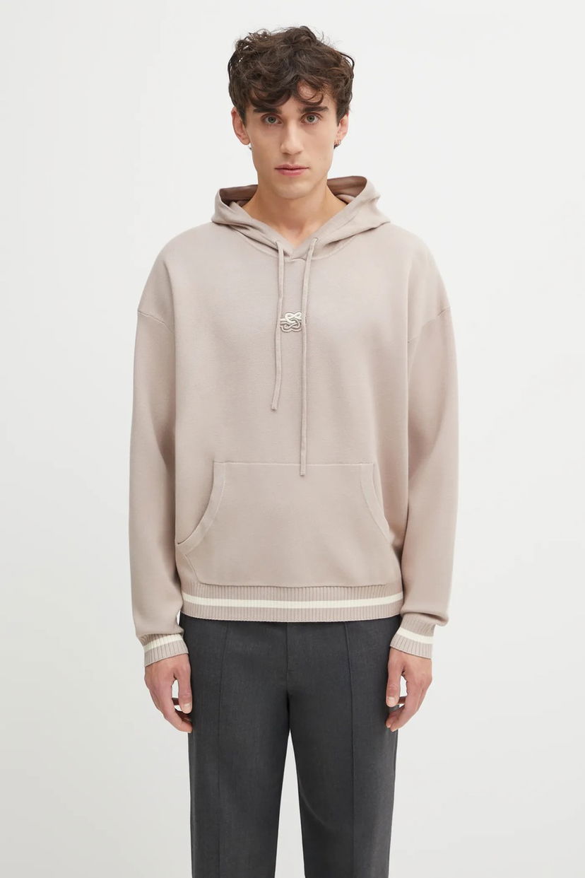 Суитчър Filling Pieces Knit Hoodie with Applique Бежово | 422532500265