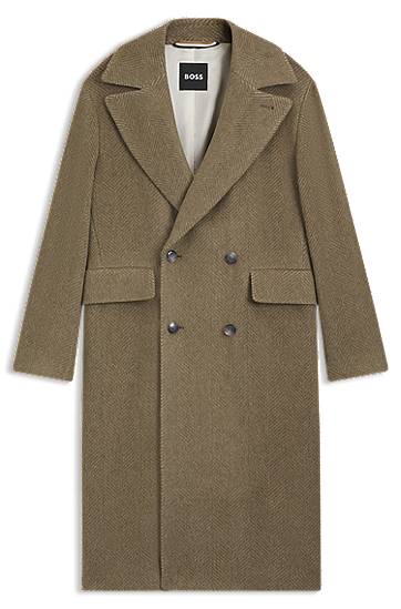 Палта BOSS BOSS Double-Breasted Herringbone Alpaca Blend Coat Кафяво | 50550743, 0