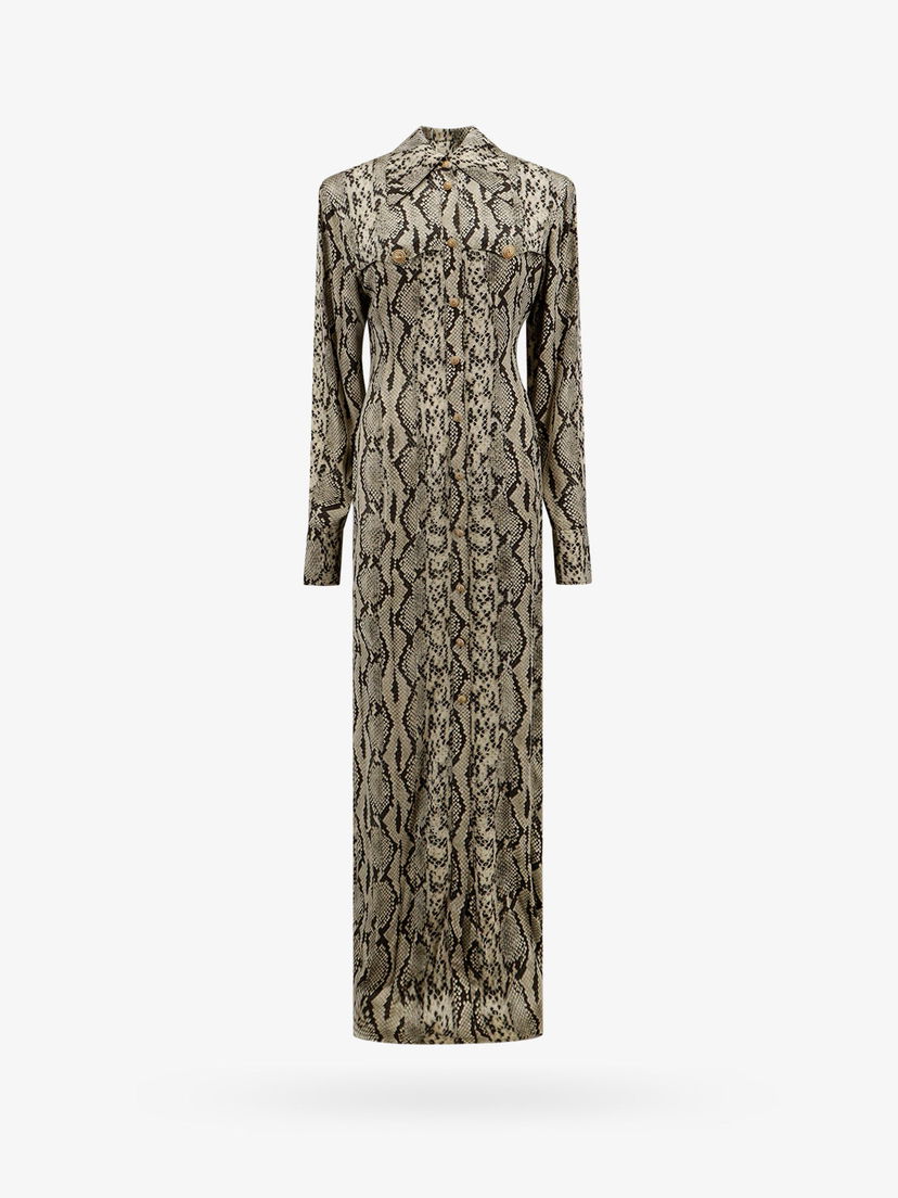 Pокля Balmain Maxi Snake Print Dress Бежово | CF1RR705VE149AH