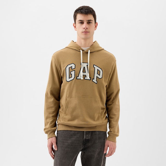 French Terry Pullover Logo Hoodie Perfect Khaki