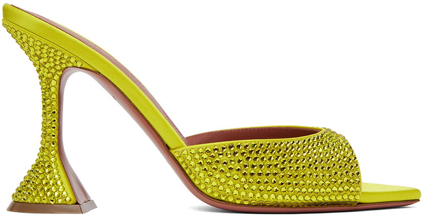 Аксесоари Amina Muaddi Amina Muaddi Caroline Crystal Heeled Sandals Жълто | CAROLINE CRYSTAL SLIPPER CL HEEL
