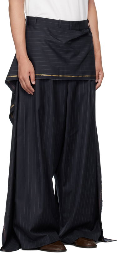 Панталони HED MAYNER Hed Mayner Pinstriped Wide-Leg Wool Suiting Trousers Тъмно синьо | HMMB30039A-HB217, 1