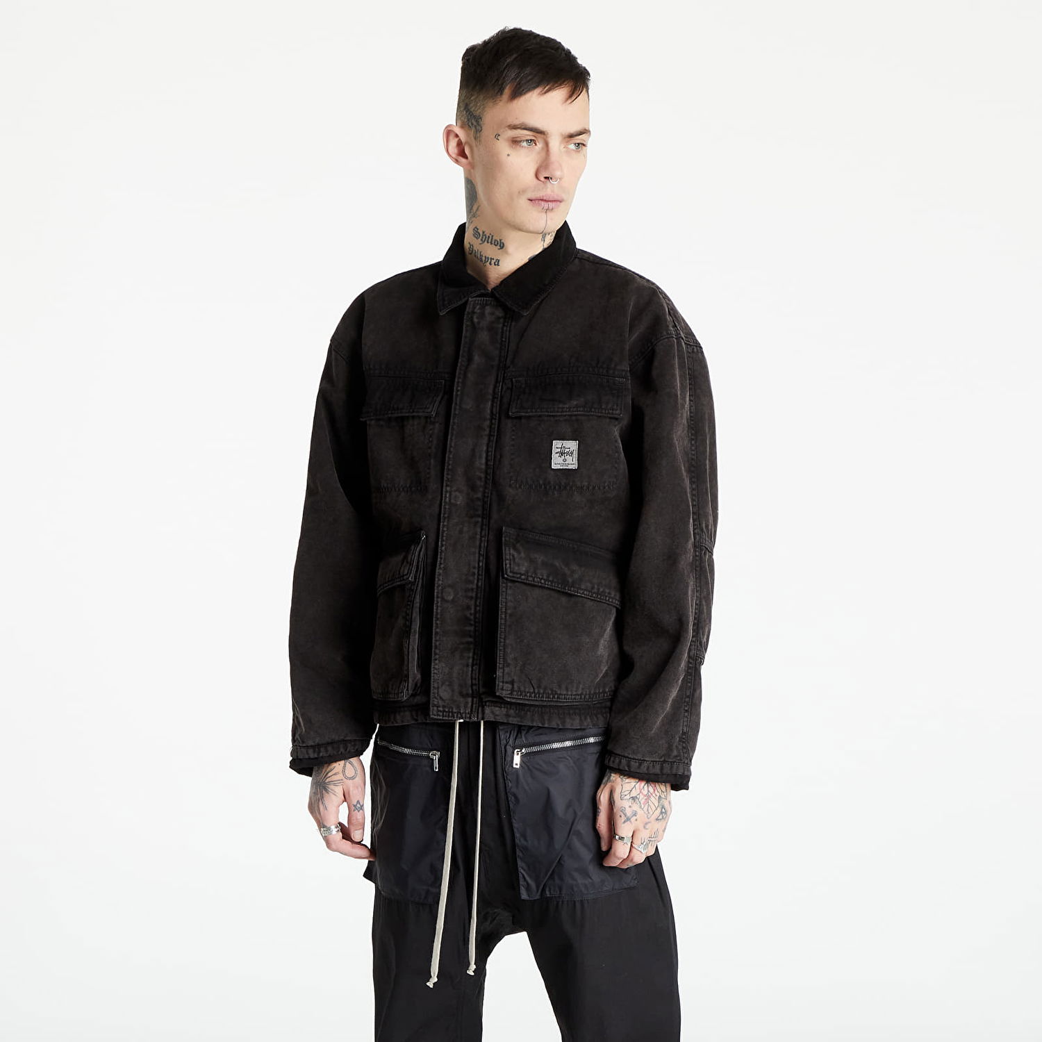 Яке Stüssy Washed Canvas Shop Jacket Черно | 115589 black, 0