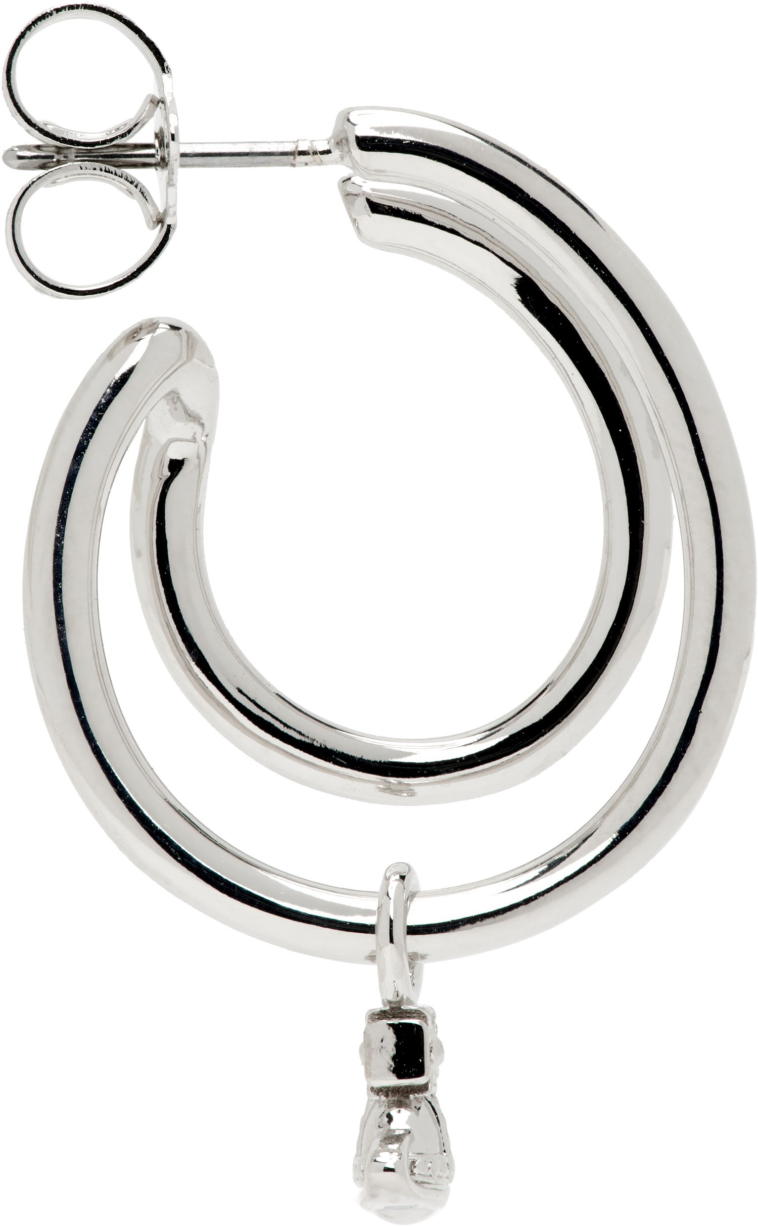 Обеци Vivienne Westwood Ronda Double Hoop Single Earring with Dangle Charm Металик | 62030096-02P019-, 0