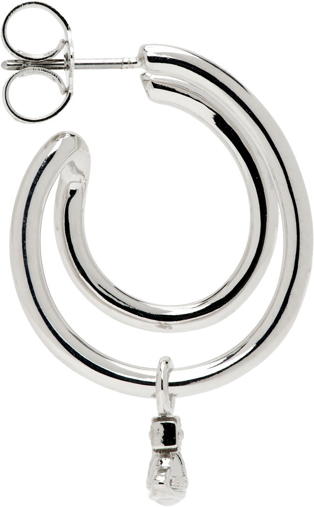 Ronda Double Hoop Single Earring with Dangle Charm
