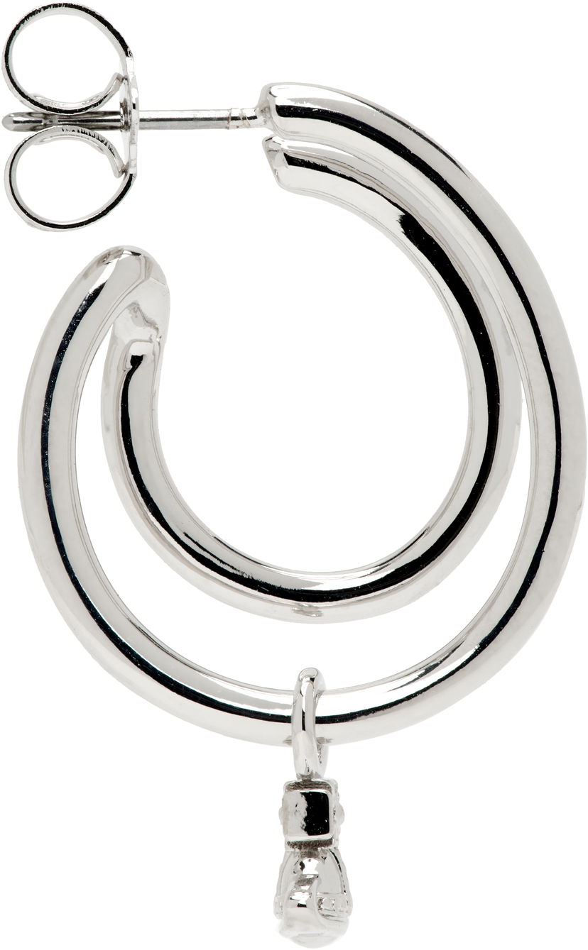 Обеци Vivienne Westwood Ronda Double Hoop Single Earring with Dangle Charm Металик | 62030096-02P019-