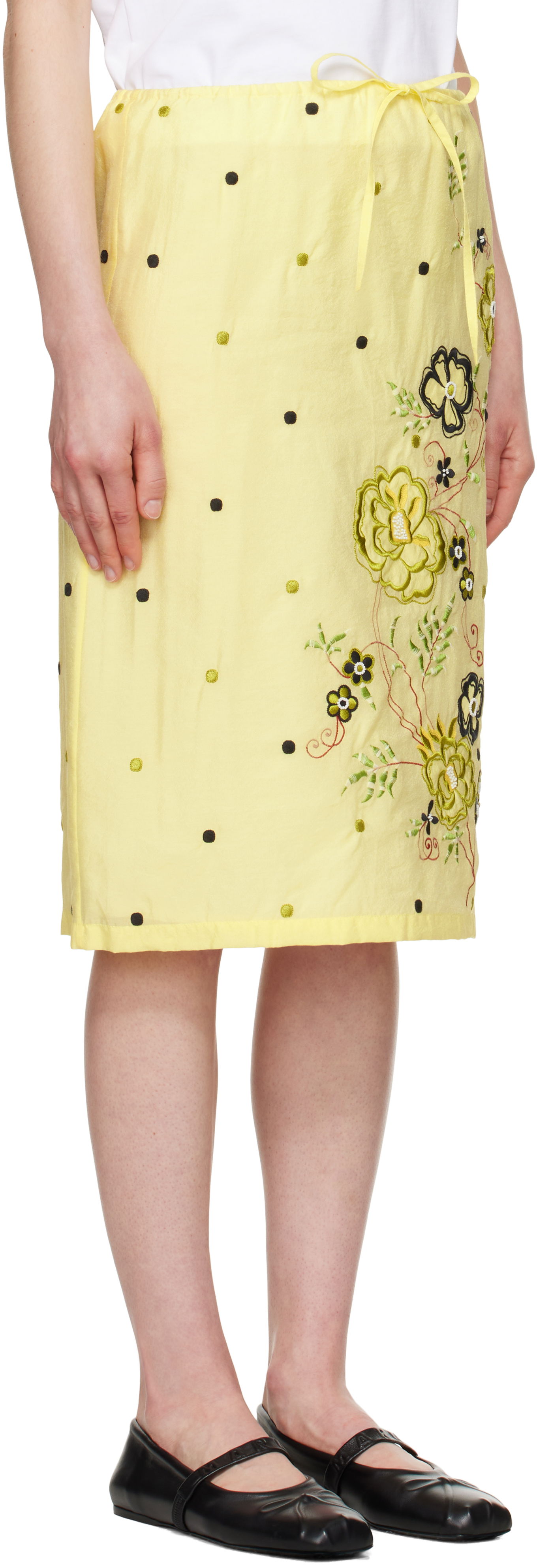Пола KENZO Kenzo Paris 'KENZO Peonies' Embroidered Straight Midi Skirt Жълто | FF52JU3029CD, 1