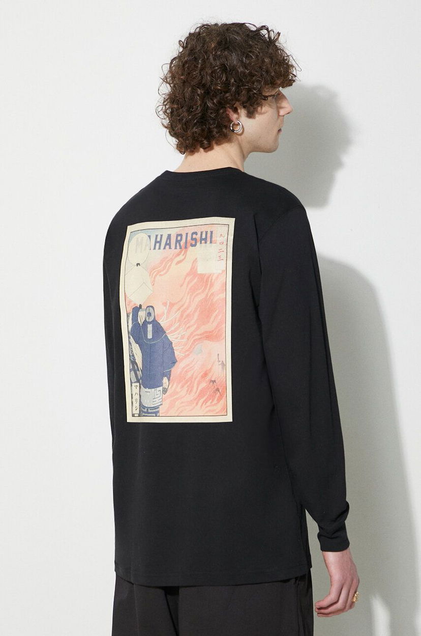 Тениска Maharishi Hikeshi Organic L/S Graphic T-Shirt Черно | 1083.BLACK