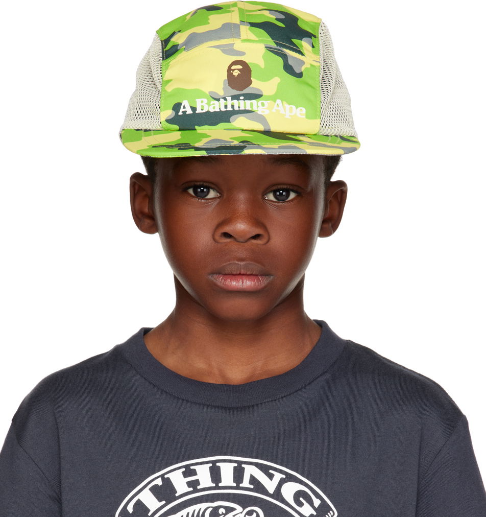 Шапка с козирка BAPE A Bathing Ape Kids Woodland Camo Jet Cap Зелено | 001CPJ303002K, 0