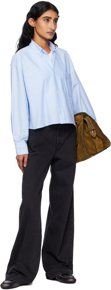 Риза A.P.C. A.P.C. Sophia Cropped Oxford Shirt Синьо | COECK-F12632, 3