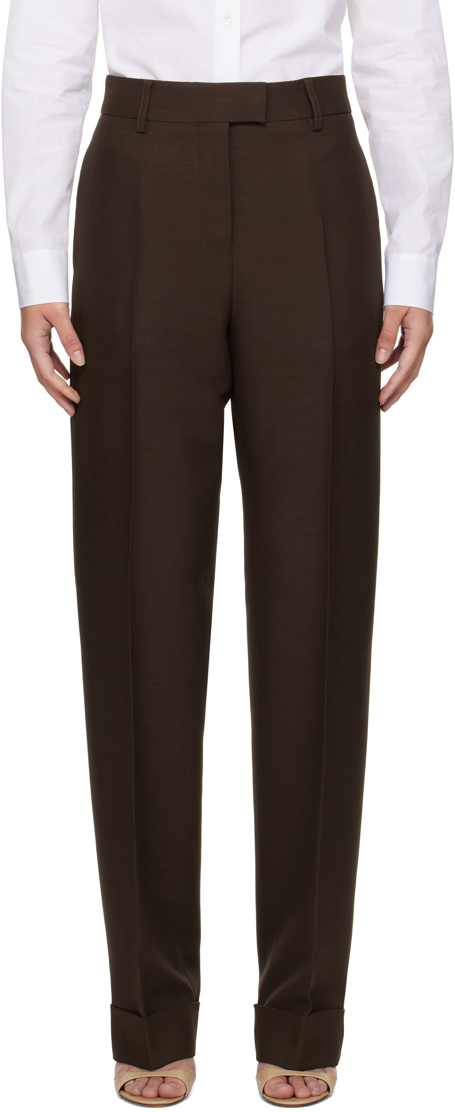 Панталони FERRAGAMO Turn Up Trousers Кафяво | 780901, 0