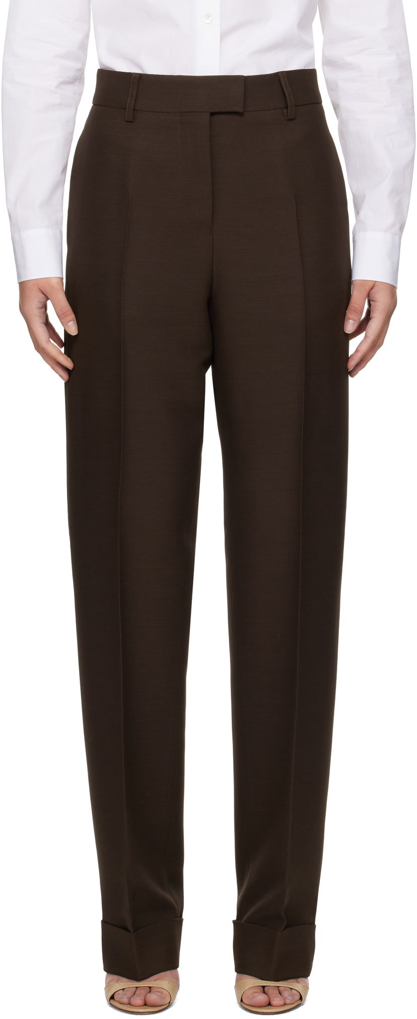 Панталони FERRAGAMO Turn Up Trousers Кафяво | 780901