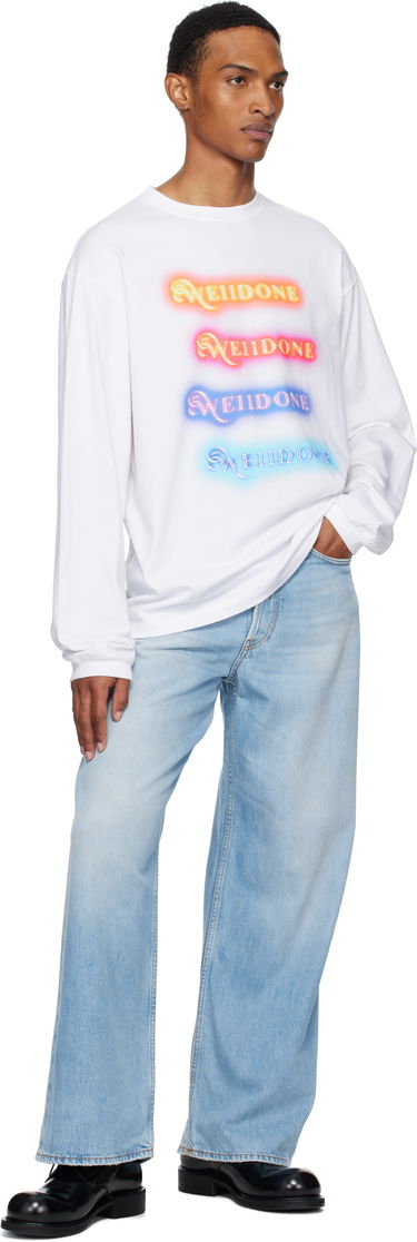 Тениска We11done We11done Neon Logo Long Sleeve Tee Бяло | WD-TT2-25-754-U-WH, 3