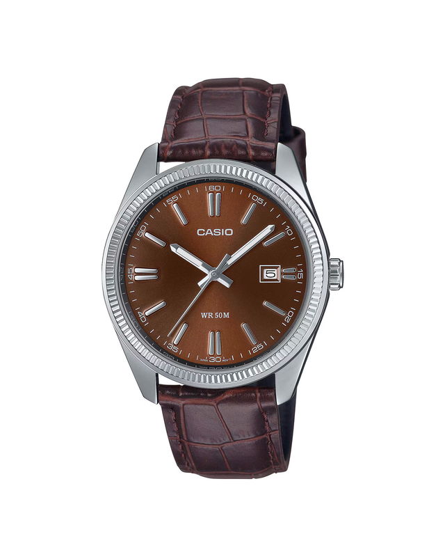 Analog Watch With Brown Dial And Brown Leather Strap