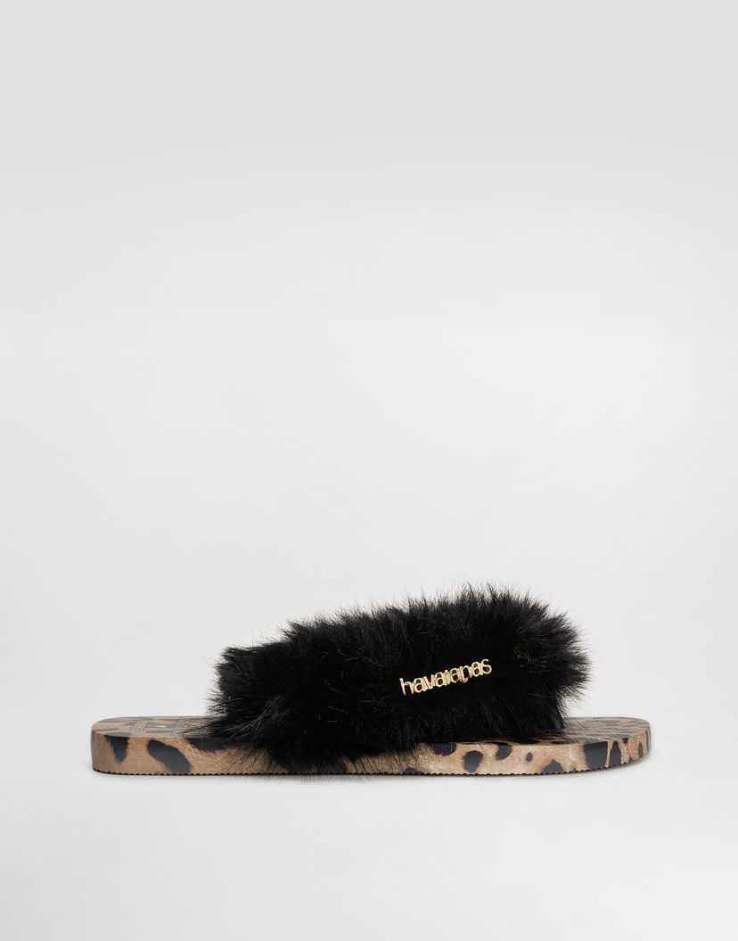 Аксесоари Dolce & Gabbana Dolce & Gabbana Havaianas Fur Slides 45/46 Черно | VH0003VH00088903