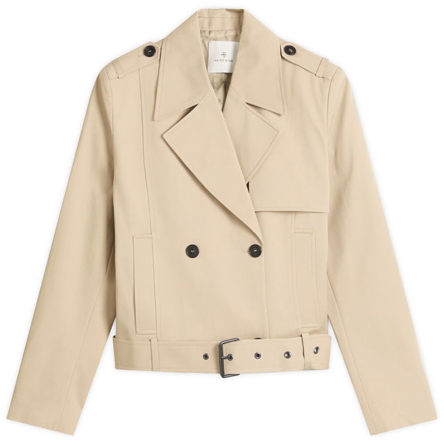 Anine Bing Greer Cropped Trench Coat, Size Large
