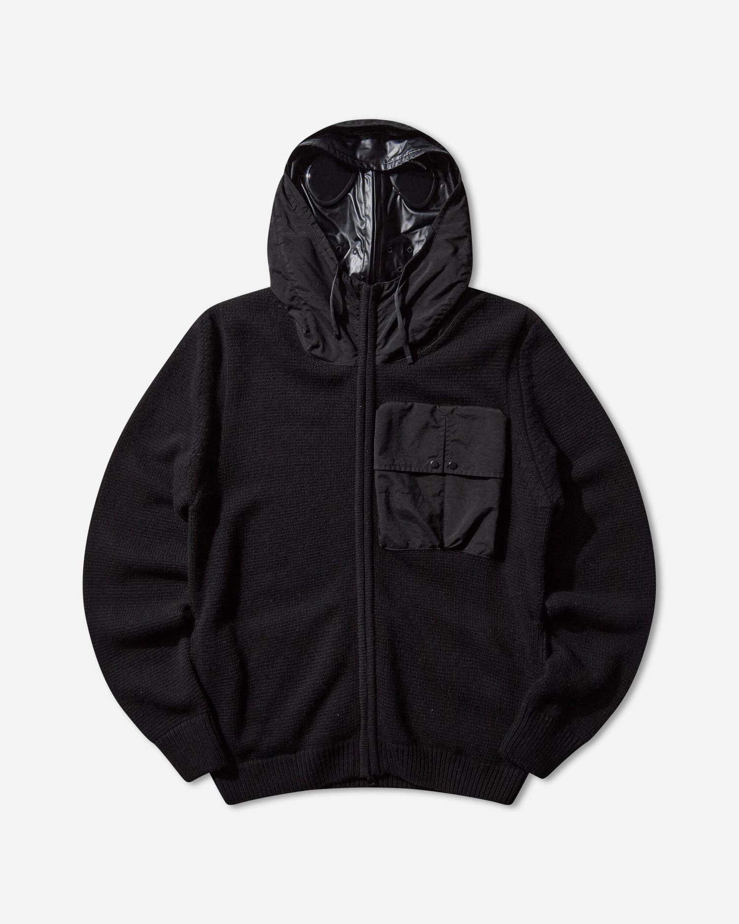 Пуловер C.P. Company Lambswool Mixed Full Zip Goggle Hood Cardigan Черно | 19CMKN245A-110149M 999, 1